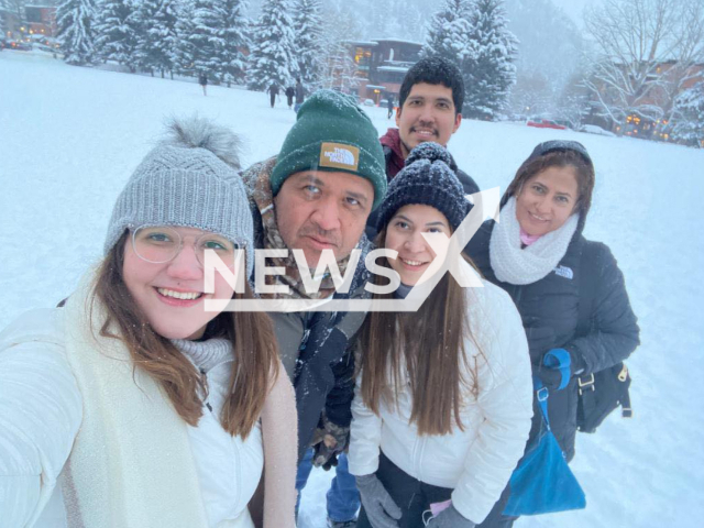 Photo shows the family that died in the helicopter crash in Everest. They were from Mexico. 
Notes: Private picture (@luzmaria.olacio/Newsflash)