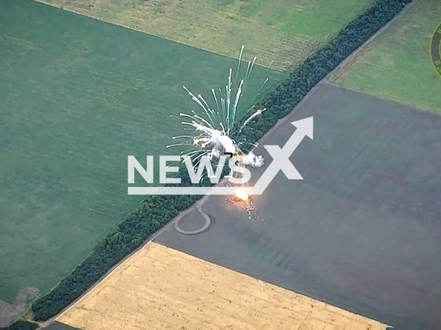 The artillery of the Ukrainian marines destroys Russian surface-to-air missile system "Buk-M2" on the battlefield in Ukraine in undated footage. The footage was released by 36th separate marine brigade on Wednesday, Jul. 12, 2023.
Notes: Photo is screen from a video. (@36obmp/Newsflash)