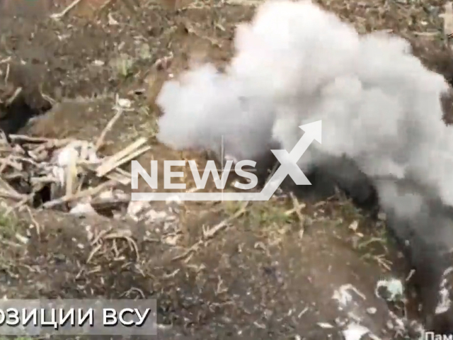 Russian kamikaze drones destroy Ukrainian military positions on the frontlines near Marinka in Donetsk in Ukraine in undated footage. The footage was released by People's Militia of the DPR on Thursday, Jul. 13, 2023.
Notes: Photo is screen from a video. (@nm_dnr/Newsflash)