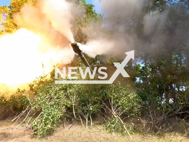 Russian Self-propelled guns "Acacia" destroy Ukrainian fortified positions in Ukraine in undated footage. The footage was released by Russian MoD on Friday, Jul. 14, 2023.
Notes: Photo is screen from a video. (Ministry of Defense of Russia/Newsflash)