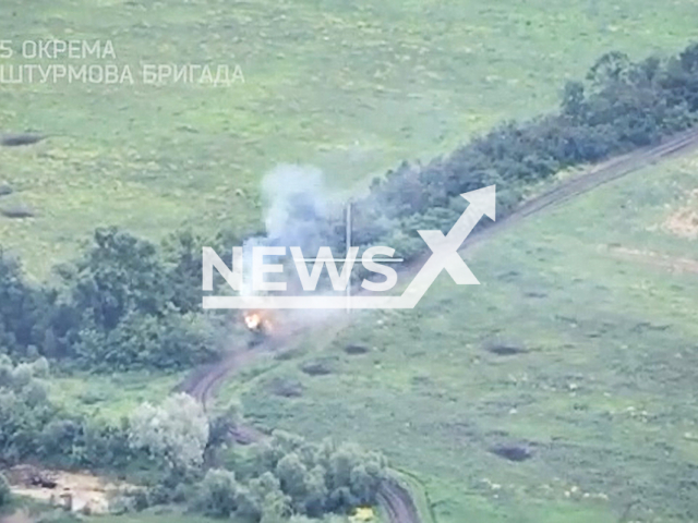 Ukrainian fighters destroy Russian field ammunition storage in Ukraine in undated footage. The footage was released by 5th separate assault brigade on Friday, Jul. 14, 2023.
Notes: Photo is screen from a video. (@5th.SAB/Newsflash)