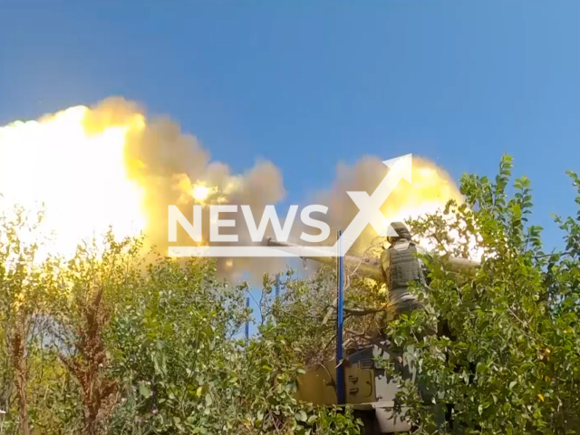 Russian self-propelled guns "Hyacinth-S" fire at Ukrainian military in Orikhove direction in Luhansk Oblast of eastern Ukraine in undated footage. The footage was released by Russian MoD on Friday, Jul. 14, 2023.
Notes: Photo is screen from a video. (Ministry of Defense of Russia/Newsflash)