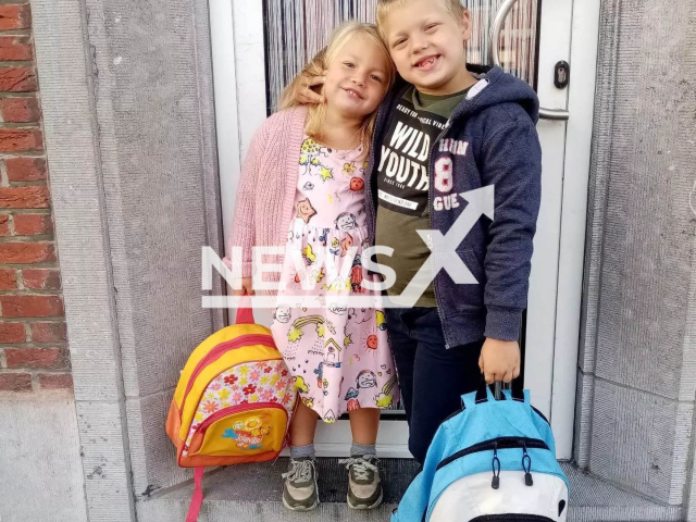 The children Kyara, 4, and Kyano, 8, pose in undated photo. They died in fire in Sint-Amands, Belgium. Note: Private photo. (Newsflash)