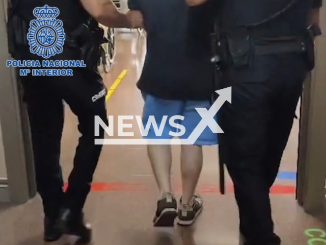 Moment of the arrest of the man who reportedly tried to abduct a baby in hospital in Majorca, Spain. Note: Picture is a screenshot from a video (Newsflash)