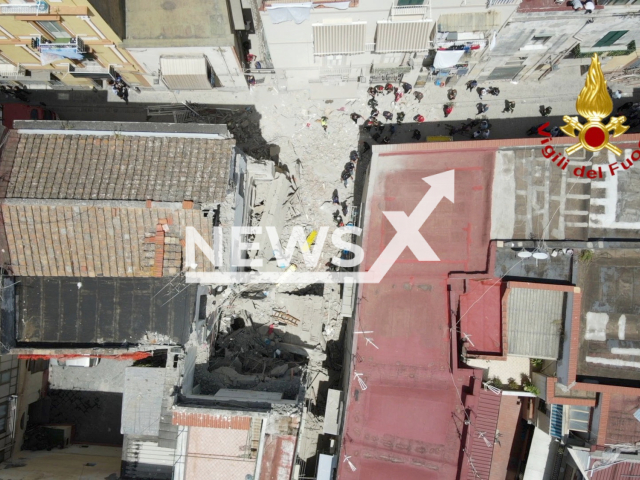 Pictures show aftermath of a wing of a 3-storey building in Torre del Greco, Naples, Italy, on June 16, 2023 Note : Photos are from National Fire Brigade (National Fire Brigade/Clipzilla)