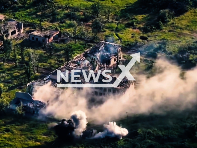 Ukrainian artillery destroys Russian military position in Ukraine in undated footage. The footage was released by the 3rd separate regiment on Tuesday, Jul. 18, 2023.
Notes: Photo is screen from a video. (@3po1k/Newsflash)