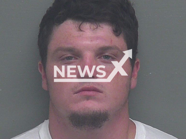 Jacob Randall Robison poses in undated photo. He was arrested for allegedly beating to death a one-year-old child in Florida. Note: Police photo. (@wakullasheriffsoffice/Newsflash)