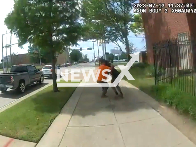 Brave citizen aids police in apprehending suspect during pursuit in Tulsa, Oklahoma on the 13th of July 2023. Note: This picture is a screenshot from the video. (Tulsa Police Department/Clipzilla)