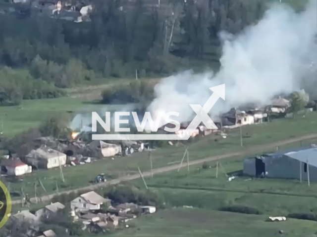 Ukrainian fighters destroy Russian military equipment and positions with the assistance of resonance drones in Ukraine in undated footage. The footage was released by the 92nd separate brigade of army aviation on Tuesday, Jul. 18, 2023.
Notes: Photo is screen from a video. (@92OMBr/Newsflash)