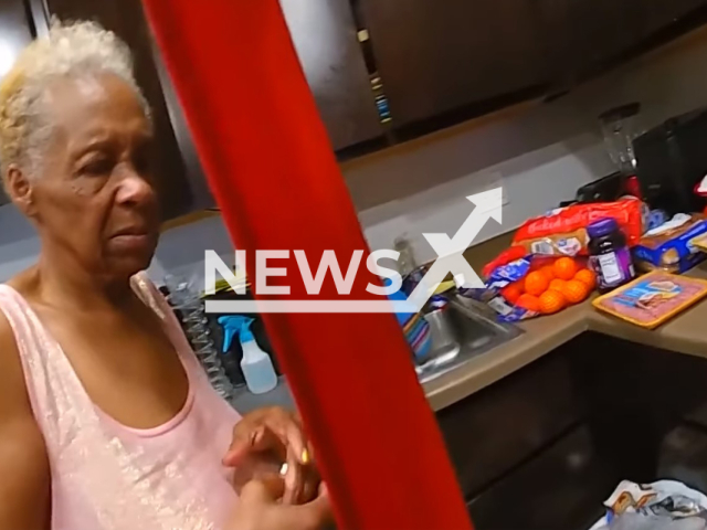 Photo shows the groceries Arapahoe County Sheriff’s deputy brought to Vicki, 71, from Arapahoe, Colorado. The woman didn't have food for her great-grandchildren after her boyfriend ate the last two hot dogs in her home. Note: Photo is a screenshot from a video(Arapahoe County Sheriff's Office/Newsflash).