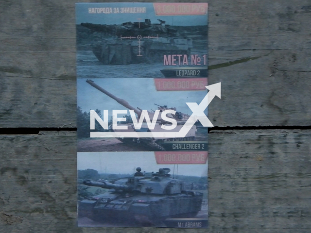 Picture shows Russian propaganda leaflets that are fired by the MLRS "Grad" shells at the Ukrainian positions in Lyman's direction in Donetsk Oblast in Ukraine in undated footage. The message is a reward in rubles for ich destroyed western armoured vehicle, the footage was released by the Russian MoD on Friday, Jul. 21, 2023.
Notes: Photo is screen from a video. (Ministry of Defense of Russia/Newsflash)