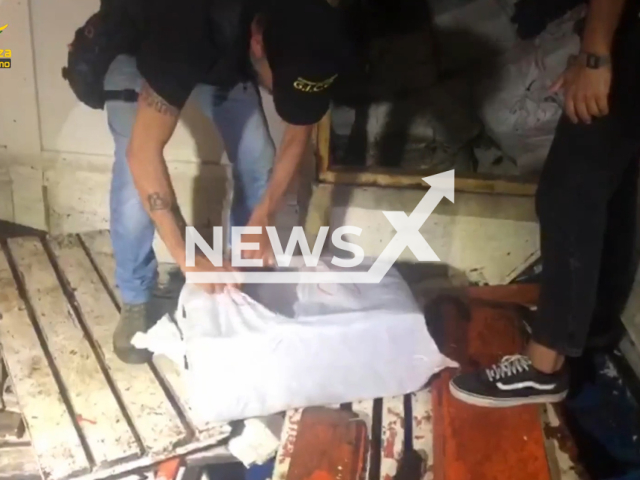 Picture shows police discovering the cocaine on  the boat in Palermo, Italy, on Wednesday, July 19, 2023.  
Police seized the boat and discovered 5.3 tons of cocaine. Note: Picture is a screenshot from a video (Guardia di Finanza/Newsflash)