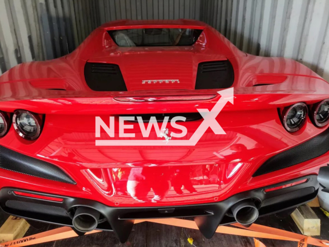 Picture shows the Ferrari  Spider, undated. It was seized by the Federal Revenue in Porto do Rio de Janeiro, Brazil, on Tuesday, July 18, 2023. Note: Government photo. (Receita Federal/Newsflash)