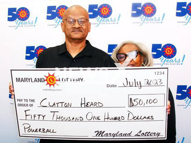 Clayton Heard from the community of Lanham, Maryland Lottery, USA, poses in undated photo. He won USD 50,100 (GBP 38,915) on the lottery in July 2023. Note: Licensed content. (Maryland Lottery/Newsflash)