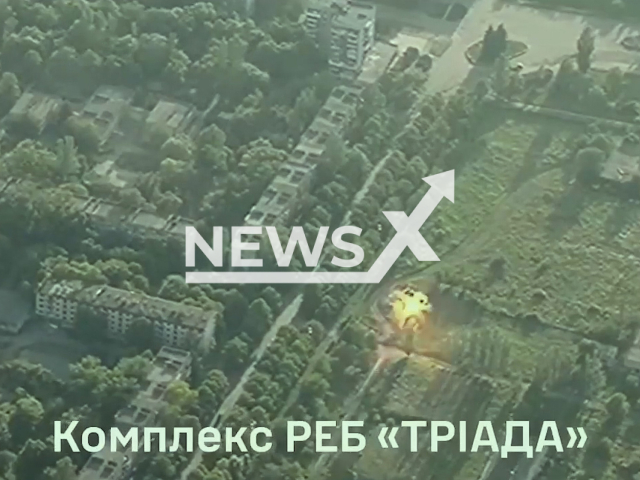 Ukrainian Armed Forces destroy Tirada-2 а Russian electronic warfare complex near Bakhmut in Ukraine in undated footage. The footage was released by the Command of Special Operations on Tuesday, Jul. 25, 2023.
Notes: Photo is screen from a video. (@usofcom/Newsflash)