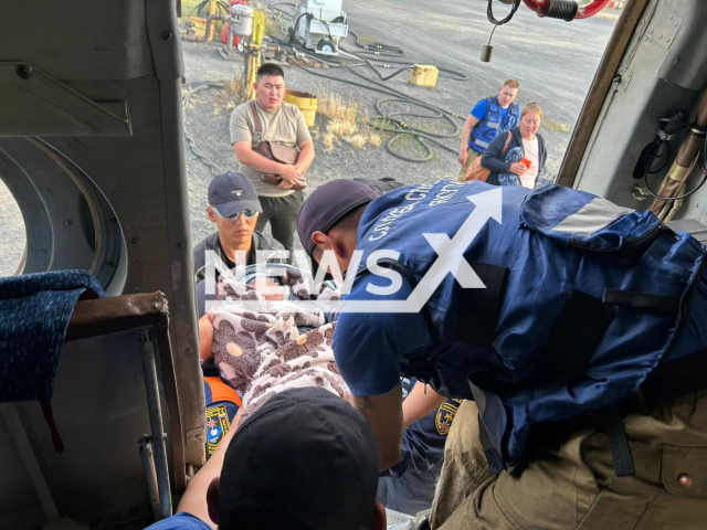 Photo shows a three-year-old boy after he was found in Sahka, Russia, undated. He went missing in Kustur on Friday, July 21, 2023. Note: Licensed photo (@spasatelykt/Newsflash)