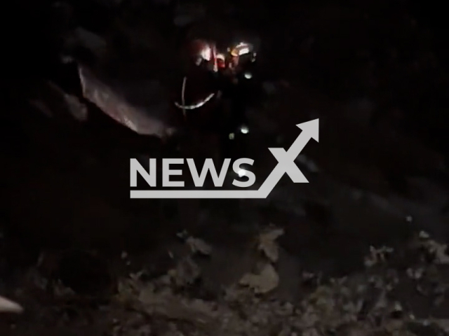 Photo shows the rescue of the man who fell 400 feet down a cliff near Mount Wilson in California. The man was saved by iPhone technology.  Note: Picture is a screenshot from a video (@Resqman/Newsflash)