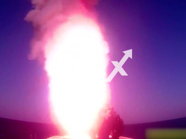 Russian Armed Forces carried out a missile strike with precision-guided weapons on Ukraine's military infrastructure in April 2022. Note: This picture is a screenshot from the video (Ministry of Defense of Russia/Newsflash).