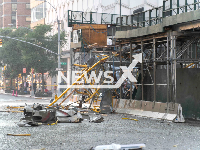 Six people, including four civilians and two firefighters, suffered minor injuries in a crane collapsed in Manhattan, New York City, United States on 26 July 2023. Note : photos are from Fire Department (New York City Fire Department/Clipzilla)