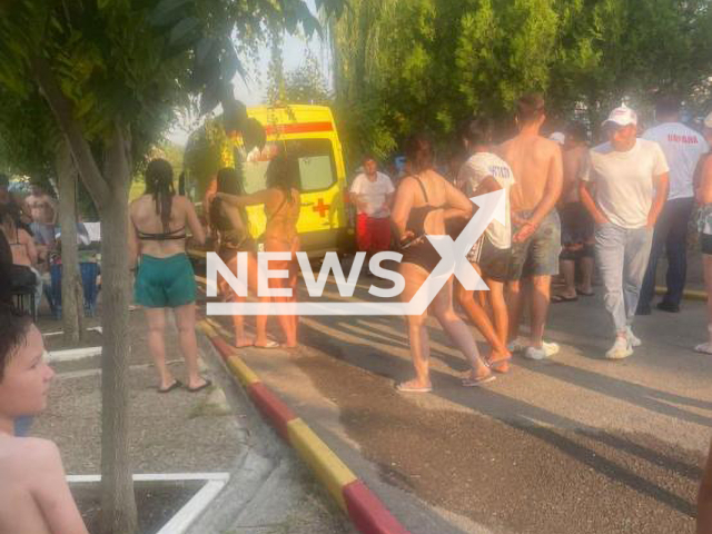 Photo shows an ambulance outside an aquapark in Rostov-on-Don, Russia, undated. A child died after struggling in the water at an aqua park in Rostov-on-Don, Russia, Wednesday, July 26, 2023. Note: Picture is private (Newsflash)