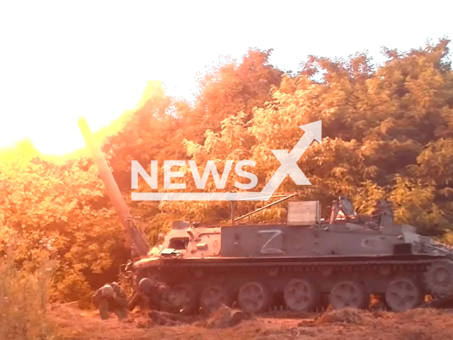 Russian self-propelled mortar 2S4 "Tulip" hit the Ukrainian fortified area in Avdiivka direction in Ukraine in undated footage. The footage was released by the Russian MoD on Friday, Jul. 28, 2023.
Notes: Photo is screen from a video. (Ministry of Defense of Russia/Newsflash)