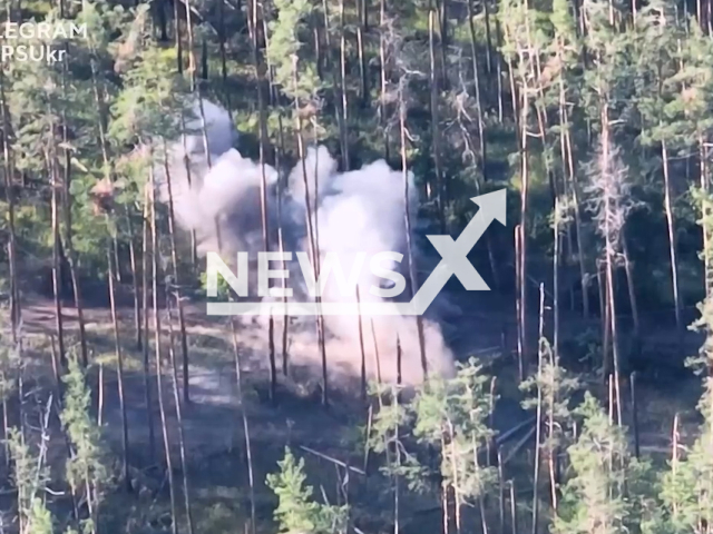 Ukrainian border guards destroy Russian military position during close combat in Lyman's direction in Ukraine in undated footage. The footage was released by the Security Service of Ukraine on Monday, Jul. 31, 2023.
Notes: Photo is screen from a video. (@15steelborder/Newsflash)