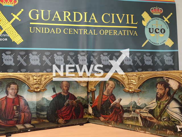 Two Renaissance panels stolen in 1979 in the church of Barcial del Barco in Zamora recovered by the Civil Guard in April 2022.
Note: Police photo(Newsflash).