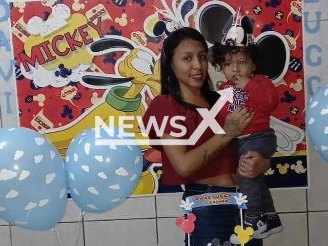 Pamela Vianna Cardoso de Sousa poses with her son Davi Lucca Vianna de Almeida in undated photo. She was arrested for beating and killing the three-year-old boy in Complexo do Alemão in the North Zone of Rio, Brazil. Note: Private photo. (Newsflash)