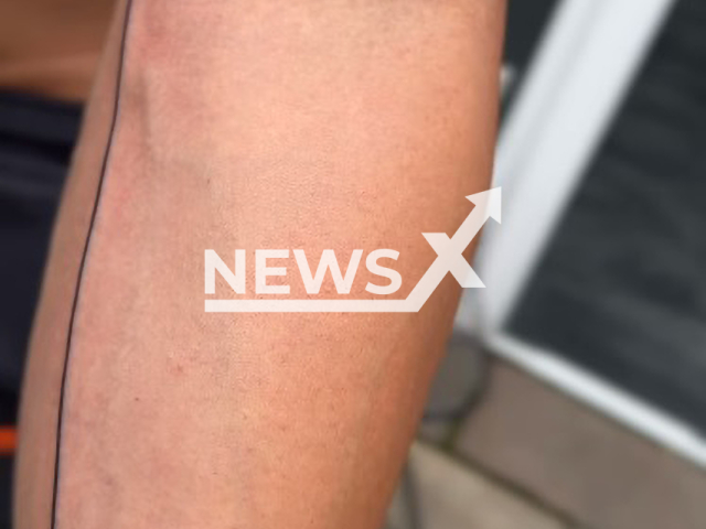 Image shows the tattoo of Kursat Yildirim, aged 42, from the city of Dortmund, in North Rhine-Westphalia, Germany, undated photo. It cost him EUR 250 (GBP 214). Note: Photo is a screenshot from a video. (Newsflash)