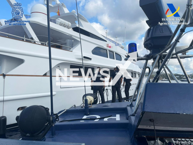 Photo shows the luxury yacht that was seized by Spanish police in Ibiza, in the eastern Spanish region of Balearic Island. The yacht was linked with money laundering in France.
Notes: licenced picture (Newsflash)