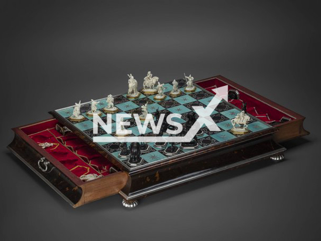 Image shows the chess set, undated photo. Its figures were made by Paul Heermann, Dresden, Germany, in 1705, while the board box was made by Paul Solanier, Augsburg, Germany, between 1705-1709. Note: Licensed content. (Galerie Kugel, Paris, Guillaume Benoit/Newsflash)