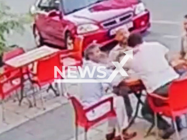 A bullet hits the back of Hakan Mutlu while he is sitting with friends in Adapazari, Sakarya, Turkey, undated. He initially thought something has bit him.Note: Photo is a screenshot from a video. (Newsflash)