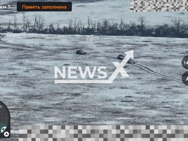 Picture shows Russian tanks on the frontlines in Ukraine in undated footage. The footage was released by the 73rd of the 32nd Separate Mechanized Brigade on Monday, Aug. 7, 2023.
Notes: Photo is screen from a video. (@32OMB/Newsflash)