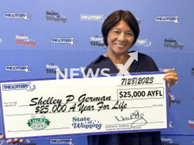 Shelley German of Salem, NH, poses in undated photo. She is the winner of a $25,000 a year for life prize. Note: Lottery photo. (Massachusetts Lottery/Newsflash)