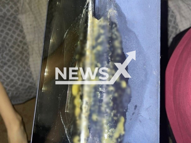 Photo shows the Apple tablet that exploded in the Kharkiv region in Ukraine on Monday, August 07, 2023. Girl, 11,  died while playing with the tablet that exploded in her hands.
Note: Police photo(Police of the Kharkiv region/Newsflash).