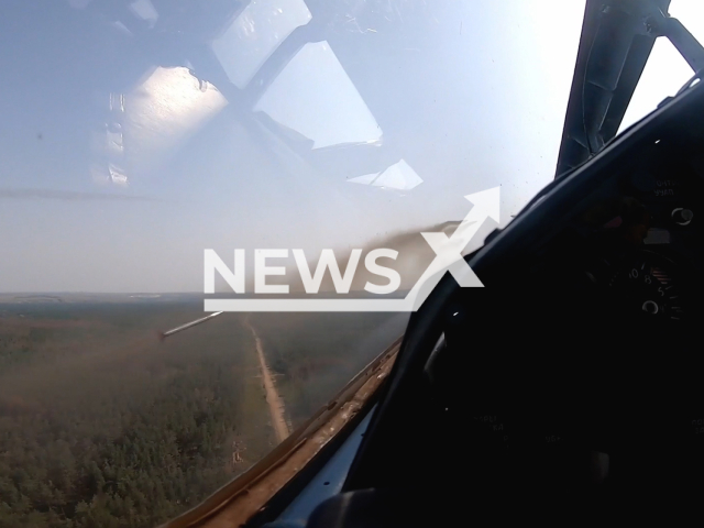 Russian Su-25SM carry missiles attack on the Ukrainian military positions in Lyman direction in Ukraine in undated footage. The footage was released by the Russian Ministry of Defence on Monday, Aug. 14, 2023.
Notes: Photo is screen from a video. (Ministry of Defense of Russia/Newsflash)