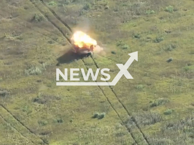 Russian BMP blew up on mine in Bakhmut direction in Ukraine in undated footage. The footage was released by the Office of Strategic Communications on Sunday, Aug. 13, 2023.
Notes: Photo is screen from a video. (@AFUStratCom/Newsflash)