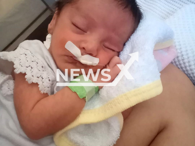 A two-month-old baby named Emma (pictured) was allegedly killed by her parents in Mendoza, Argentina. Note: Private picture (@sol.tello.980/Newsflash)