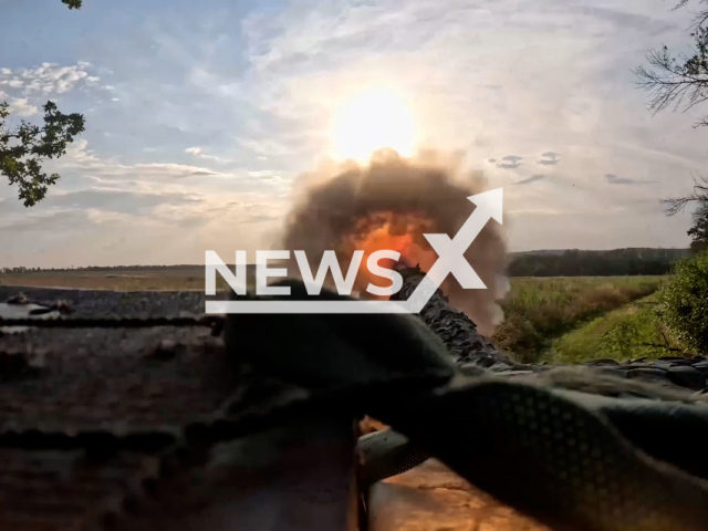 Russian T-72B3M tank fire at Ukrainian camouflaged fortifications in Ukraine in undated footage. The footage was released by the Russian Ministry of Defence on Tuesday, Aug. 15, 2023.
Notes: Photo is screen from a video. (Ministry of Defense of Russia/Newsflash)