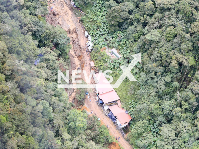 A flood caused a landslide in the municipality of Abriaqui, Colombia, on 6th April.
Note: Photo from government agency.  (@GobAntioquia/Newsflash)