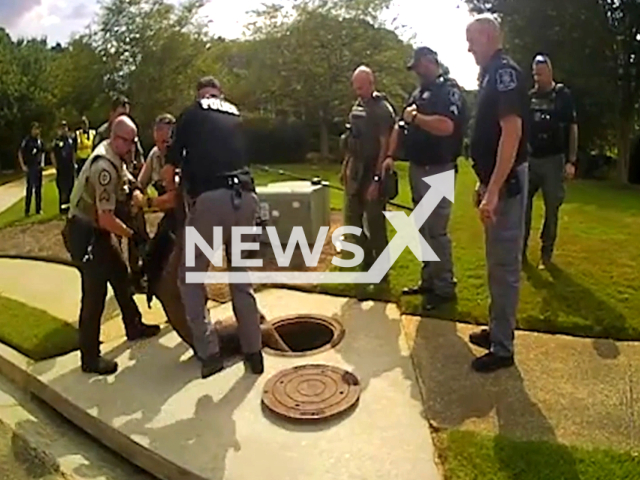 Drones aid Fayette County sheriff’s deputies in locating a suspect hidden inside a storm drain in Tyrone, Georgia on the 26th of July 2023. Note: This picture is a screenshot from the video. (Fayette County Sheriff's Office/Clipzilla)