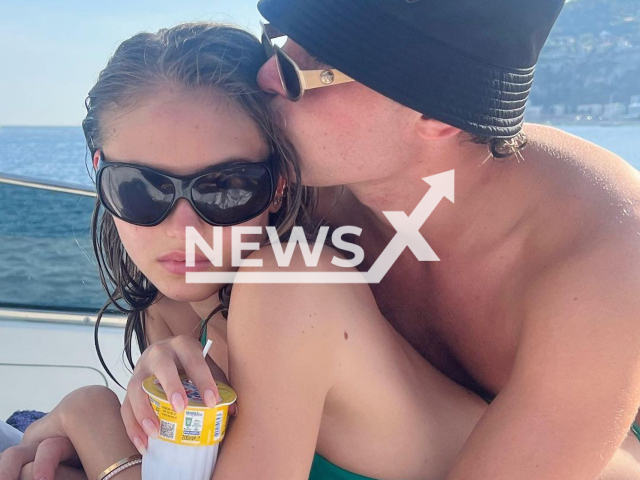 Leni Olumi Klum, 19, and her boyfriend Aris Rachevsky, 19, pose in undated photo. They were seen vacationing together in the south of France. Note: Private photo. (@leniklum/Newsflash)