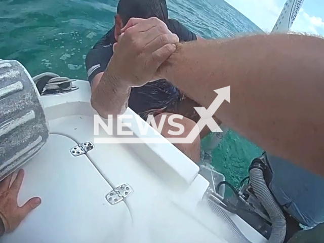 Pilot rescued after small plane crashes in lower Keys Waters, Florida on the 13th of August 2023. Note: This picture is a screenshot from the video. (MCSOFlorida Keys/Clipzilla)