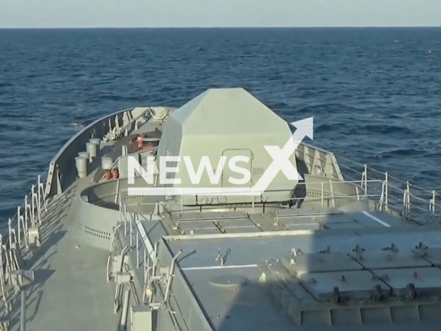 Russia launches Kalibr missiles from the Black Sea Fleet frigate in April 2022. Note: Picture is a screenshot from a video (Ministry of Defense of Russia/Newsflash)