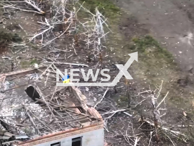 Picture shows the Ukrainian flag raised in Robotyne in Zaporizhia Oblast in Ukraine in undated footage. The footage was released by the 47th separate mechanized brigade on Wednesday, Aug. 23, 2023.
Notes: Photo is screen from a video. (@brygada47/Newsflash)