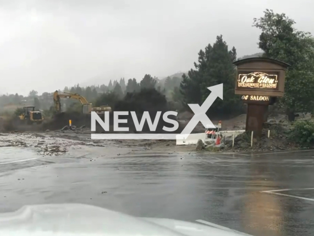 Footage of severe mud and debris flows from Ops crews in Oak Glen, San Bernardino County, California on the 21st of August 2023. Note: This picture is a screenshot from a video. (SBCoPublicWorks/Clipzilla)