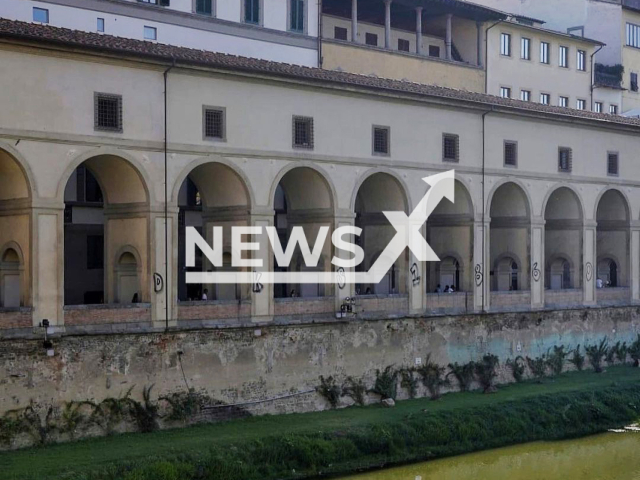 Photo shows The Vasari Corridor, a 460-year-old landmark, vandalised by tourists in Florence, Italy, undated. The tourists allegedly defaced the corridor while staying in an Airbnb with nine others. Note: Photo is from the Mayor of Florence (@dario_nardella/Newsflash)