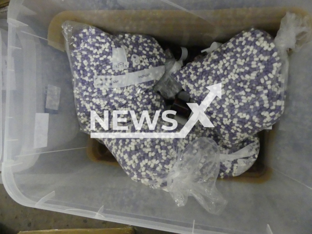 Image shows the confiscated pills worth more than EUR 11.5 million (GBP 9.8 million), undated photo. They were seized by German and Danish authorities. Note: Licensed content. (Customs Investigation Office Hamburg/Newsflash)