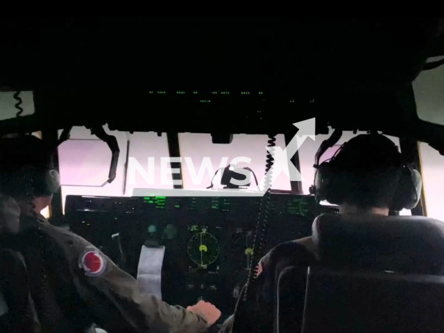 Hurricane hunters take flight into tropical storm Franklin gathering vital data from within the tempest in Mississippi, USA on the 24th of August 2023. Note: This picture is a screenshot from the video. (DVIDS/Clipzilla)