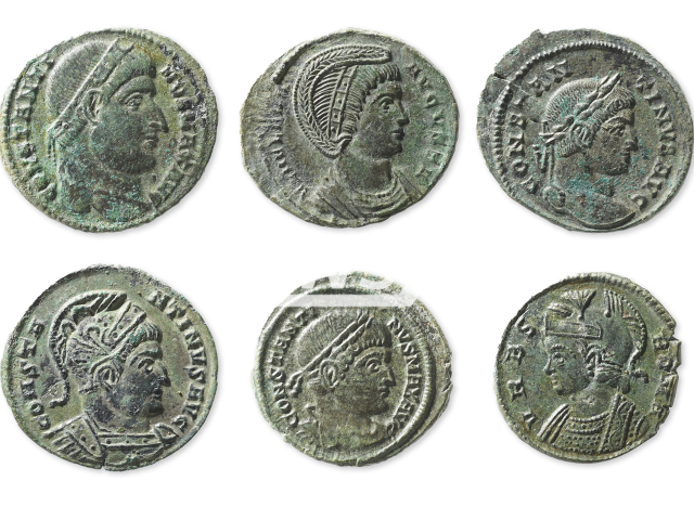 The coins which were made during the reign of Constantine the Great (AD 306-337) show portraits of the emperor and his relatives in the front. Note: We have obtained permission to use this photo from Andreas Fischer. (Rahel C. Ackermann, Inventar der Fundmunzen Schweiz (IFS)/Newsflash)